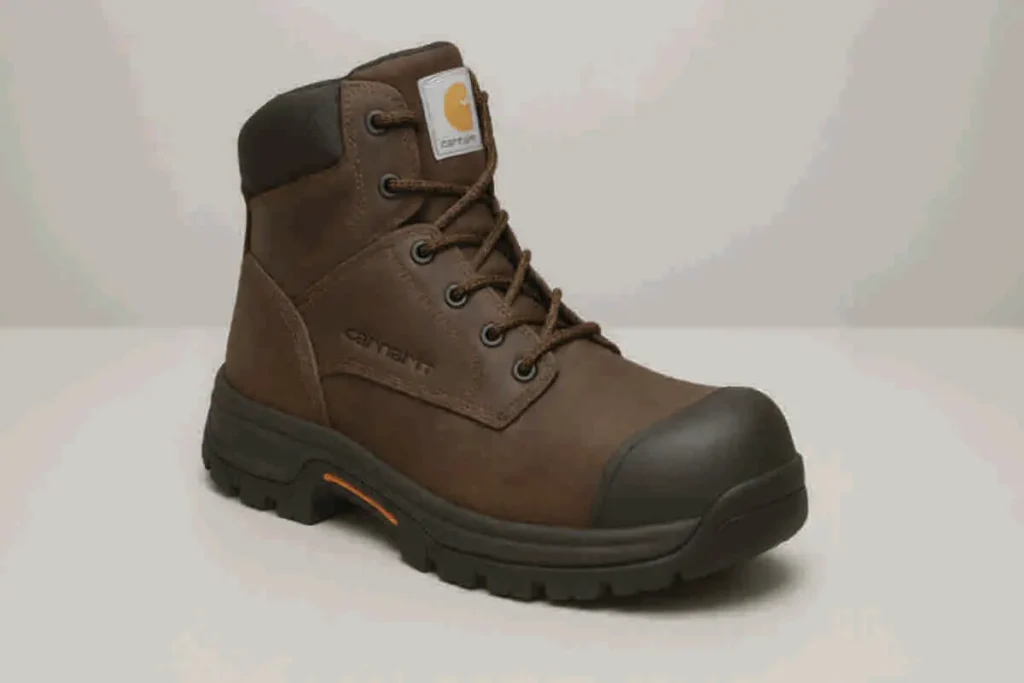 Bota de trabajo Carhartt 6” Energy impermeable con punta compuesta, cuero marrón, puntera reforzada y suela de alta tracción