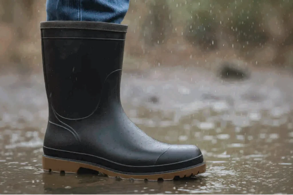Bota impermeable de trabajo expuesta a condiciones húmedas